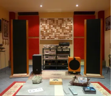 Home cinéma avec panneaux diffuseurs Quadratik
